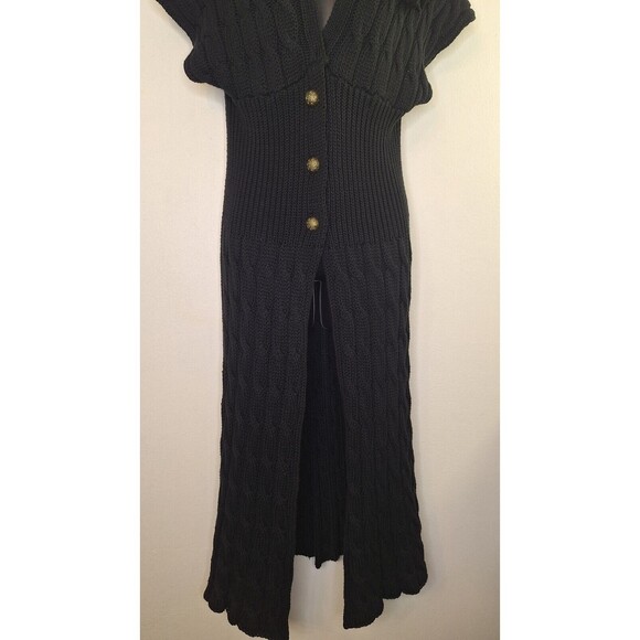 Vtg AFTER THE RAIN Cable Knit Sweater Dress Duster Sz M Button Up Whimsygoth - Picture 7 of 12